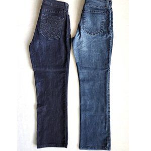 NYDJ Women's Petite Slim Fit Rhinestone Straight Leg 2-Pairs Denim Jeans